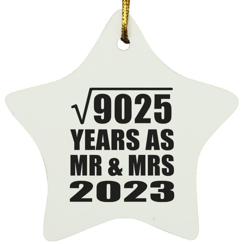 95th Anniversary Square Root of 9025 Years As Mr & Mrs 2023 - Star Ornament