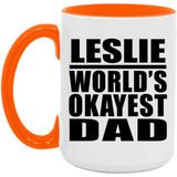 Leslie World's Okayest Dad - 15oz Accent Mug Orange
