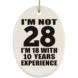 28th Birthday I'm Not 28 I'm 18 With 10 Years Experience - Oval Ornament
