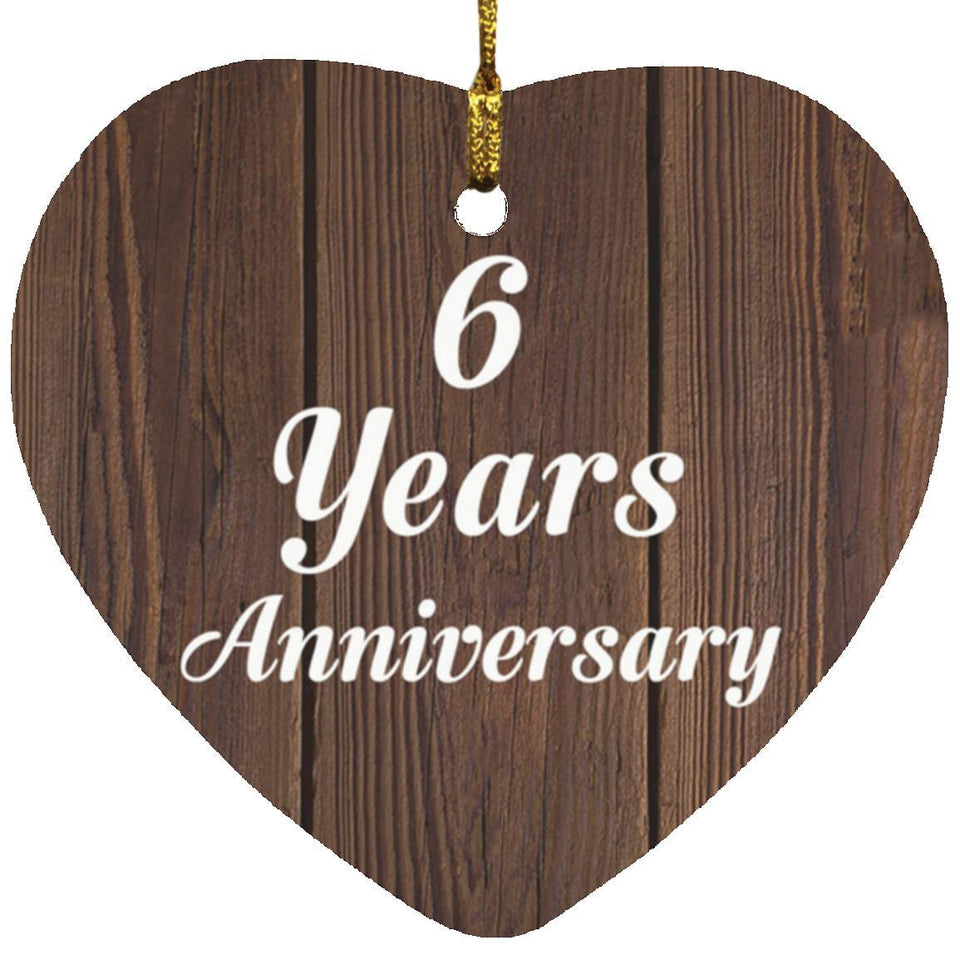 6th Anniversary 6 Years Anniversary - Heart Ornament D