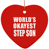 World's Okayest Step Son - Heart Ornament