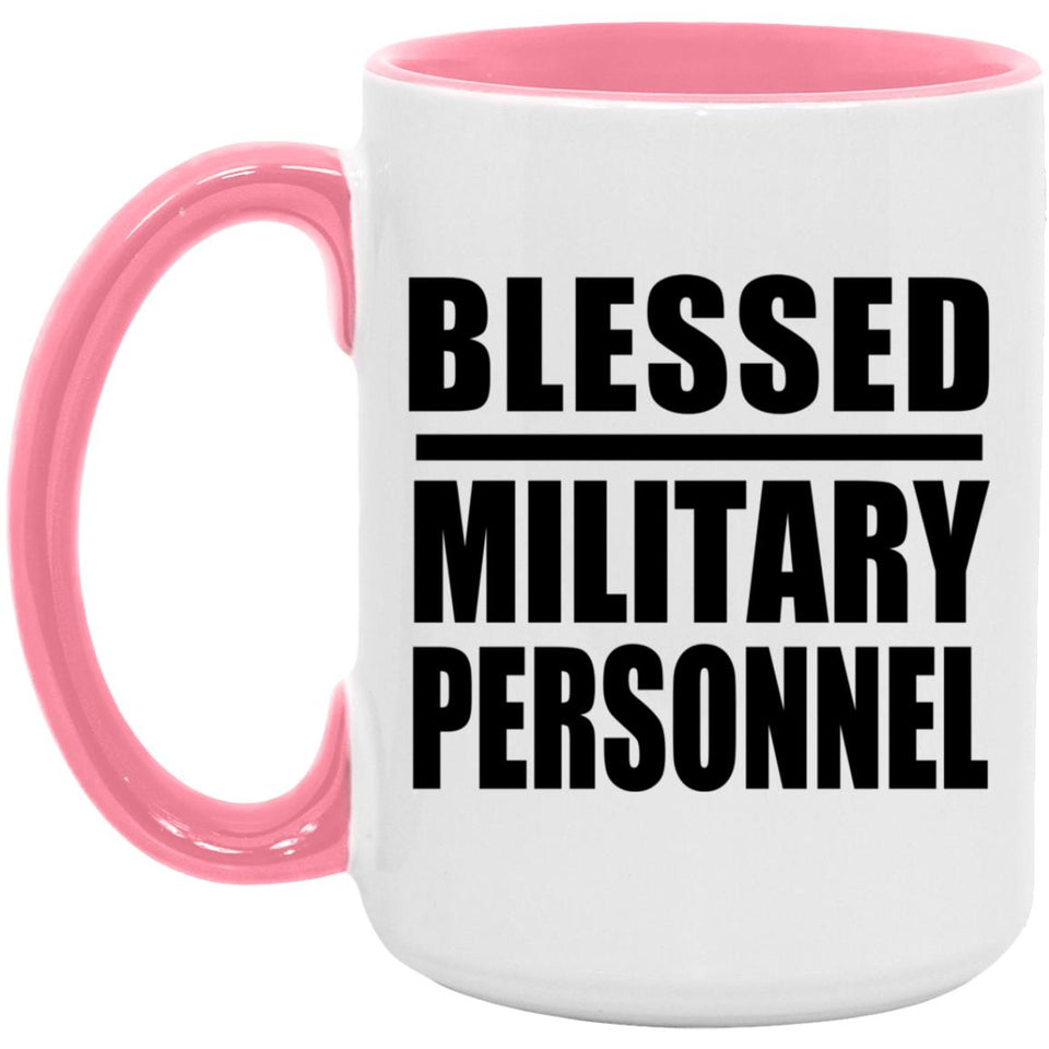 Blessed Military Personnel - 15oz Accent Mug Pink