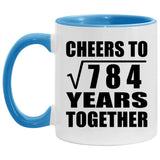 28th Anniversary Cheers To Square Root of 784 Years Together - 11oz Accent Mug Blue