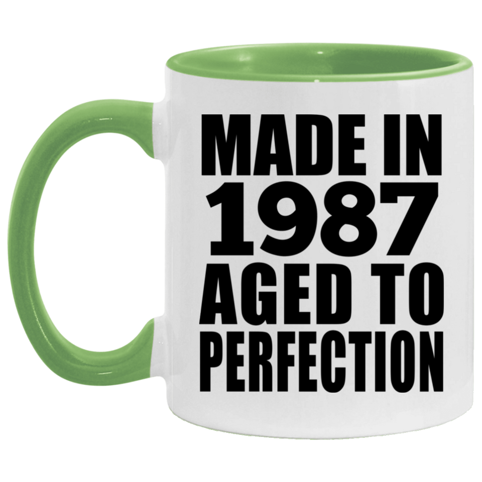 37th Birthday Made In 1987 Aged to Perfection - 11oz Accent Mug Green