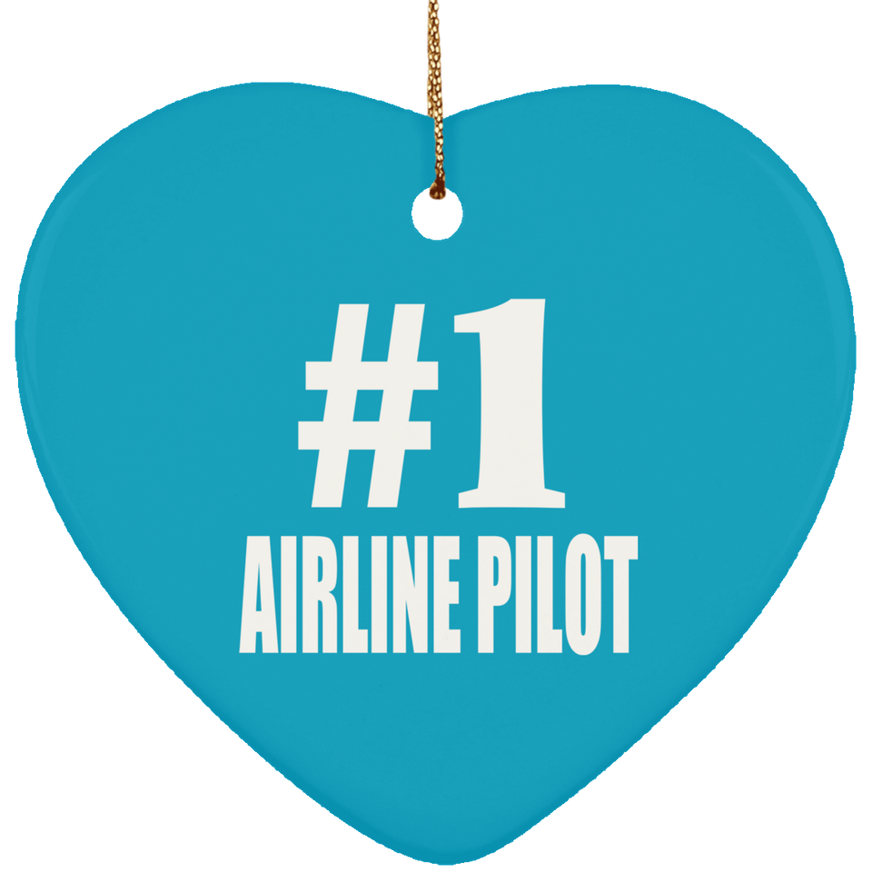 Number One #1 Airline Pilot - Heart Ornament
