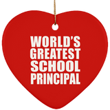 World's Greatest School Principal - Heart Ornament