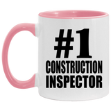 Number One #1 Construction Inspector - 11oz Accent Mug Pink