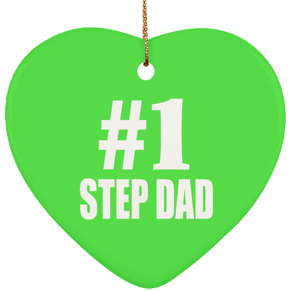 Number One #1 Step Dad - Heart Ornament