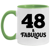 48th Birthday 48 & Fabulous - 11oz Accent Mug Green