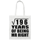 14th Anniversary Square Root of 196 Years of Being Mr Right - Tote Bag White
