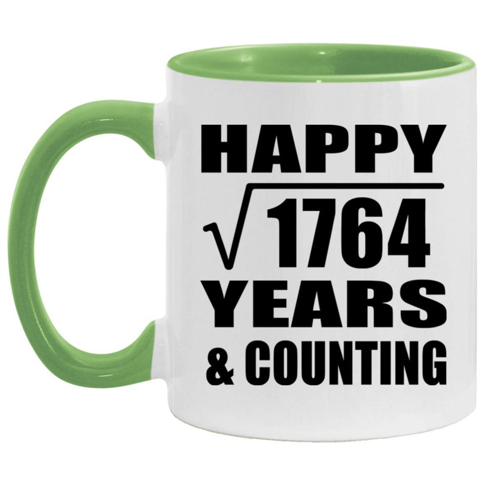 Happy 42nd Anniversary Square Root of 1764 Years & Counting - 11oz Accent Mug Green