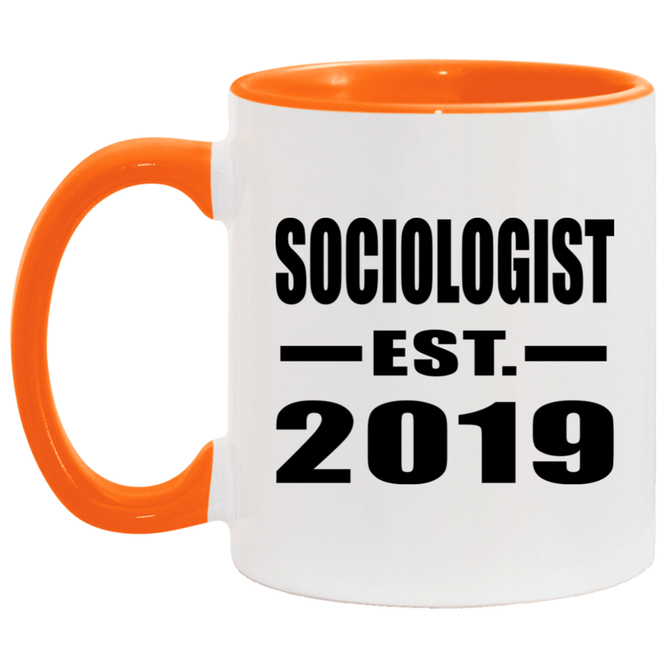 Sociologist Established EST. 2019 - 11oz Accent Mug Orange