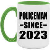 Policeman Since 2023 - 15oz Accent Mug Green