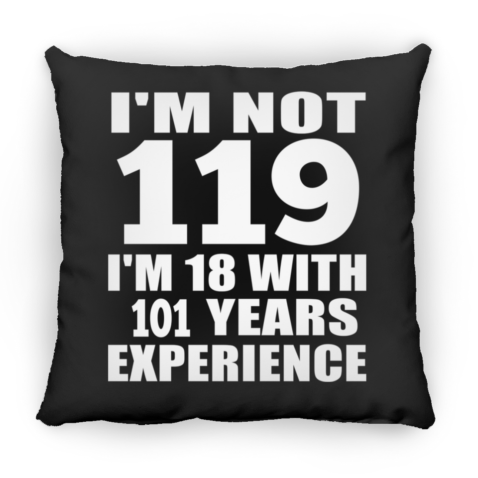 119th Birthday I'm Not 119 I'm 18 With 101 Years Experience - Throw Pillow Black