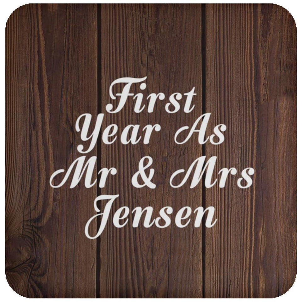 First Year As Mr & Mrs Jensen - Drink Coaster D