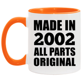 22nd Birthday Made in 2002 All Parts Original - 11oz Accent Mug Orange
