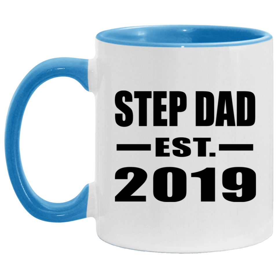 Step Dad Established EST. 2019 - 11oz Accent Mug Blue