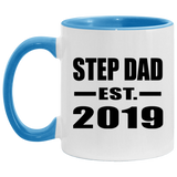 Step Dad Established EST. 2019 - 11oz Accent Mug Blue