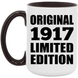 107th Birthday Original 1917 Limited Edition - 15oz Accent Mug Black