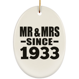 91st Anniversary Mr & Mrs Since 1933 - Oval Ornament