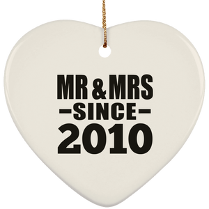 14th Anniversary Mr & Mrs Since 2010 - Heart Ornament