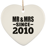 14th Anniversary Mr & Mrs Since 2010 - Heart Ornament
