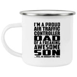 Proud Air Traffic Controller Dad Of Awesome Son - 12oz Camping Mug