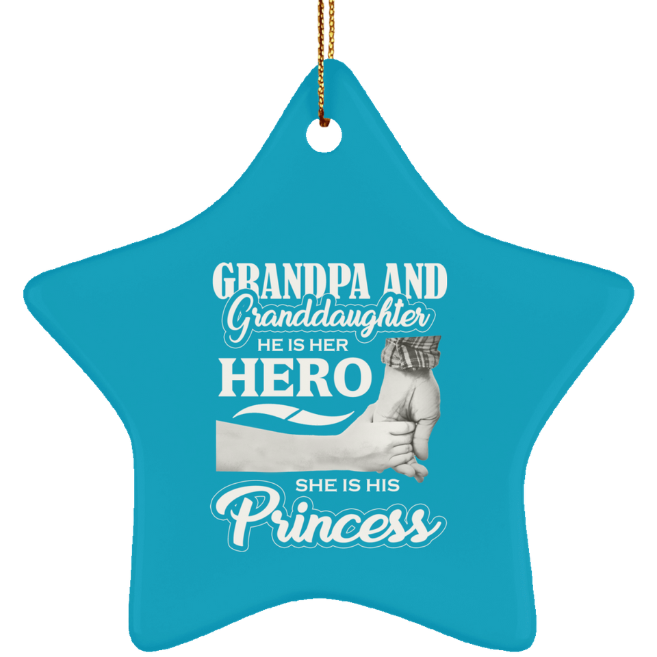 Grandpa & Granddaughter, He is Her Hero, She is His Princess - Star Ornament