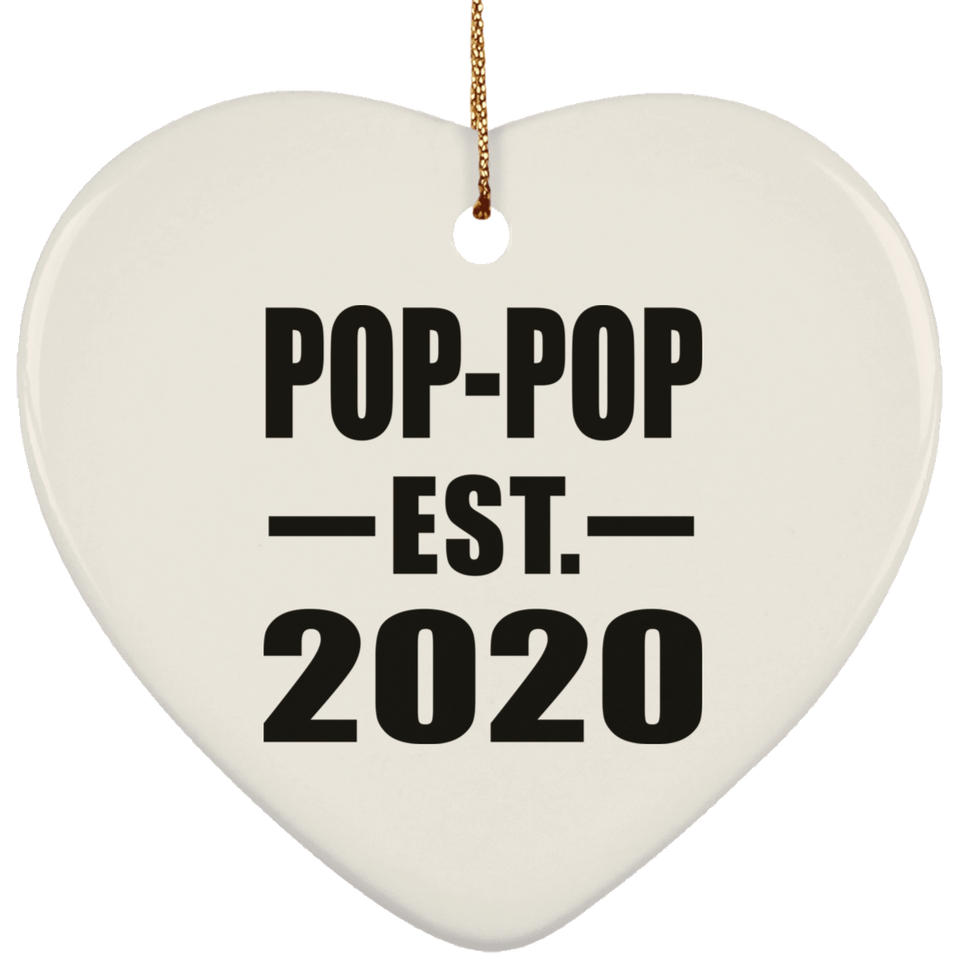 Pop-Pop Established EST. 2020 - Heart Ornament