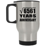 81st Anniversary Square Root of 6561 Years Anniversary - Silver Travel Mug