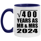 20th Anniversary Square Root of 400 Years As Mr & Mrs 2024 - 11oz Accent Mug Purple