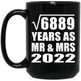 83rd Anniversary Square Root of 6889 Years As Mr & Mrs 2022 - 15oz Coffee Mug Black