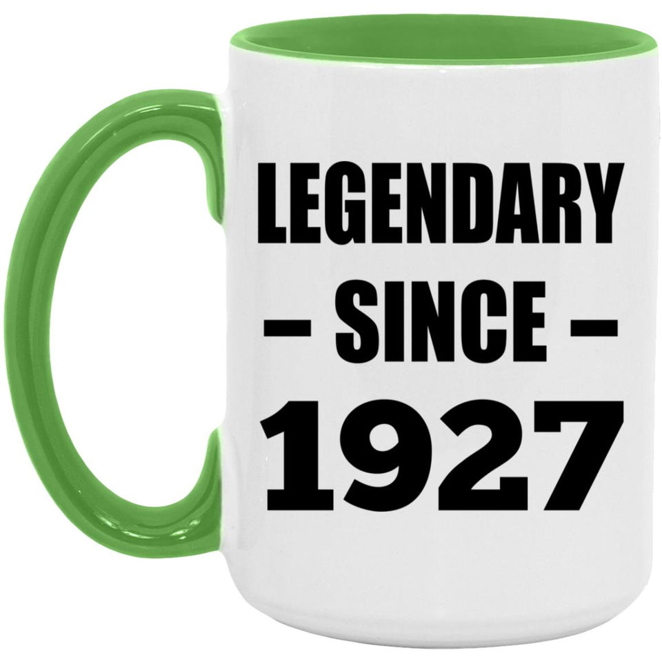 97th Birthday Legendary Since 1927 - 15oz Accent Mug Green
