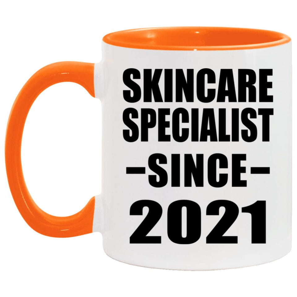 Skincare Specialist Since 2021 - 11oz Accent Mug Orange