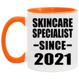 Skincare Specialist Since 2021 - 11oz Accent Mug Orange
