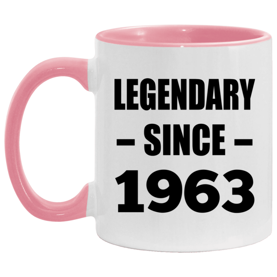 61st Birthday Legendary Since 1963 - 11oz Accent Mug Pink