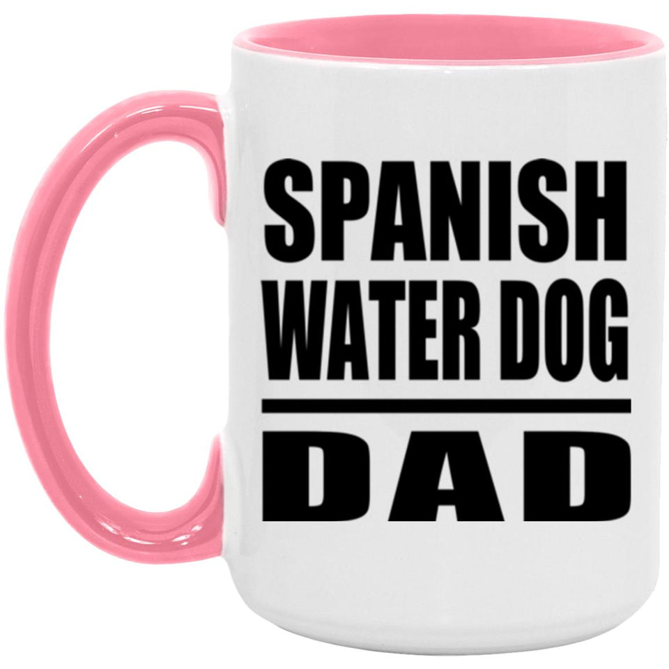 Spanish Water Dog Dad - 15oz Accent Mug Pink