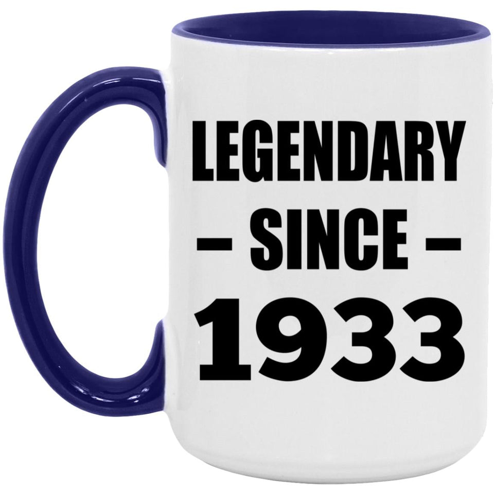 91st Birthday Legendary Since 1933 - 15oz Accent Mug Purple