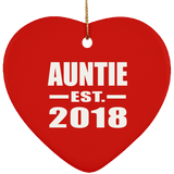 Auntie Established EST. 2018 - Heart Ornament