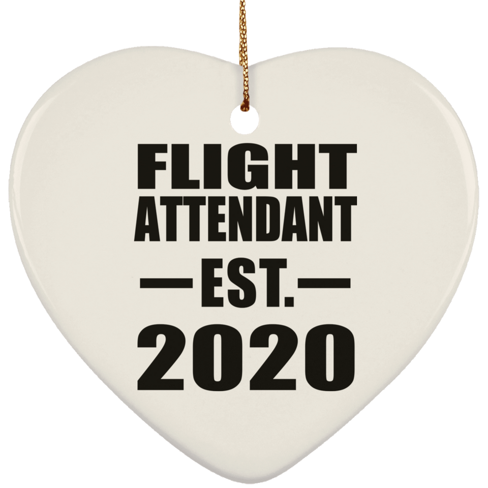 Flight Attendant Established EST. 2020 - Heart Ornament