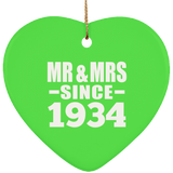 90th Anniversary Mr & Mrs Since 1934 - Heart Ornament