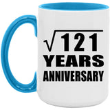 11th Anniversary Square Root of 121 Years Anniversary - 15oz Accent Mug Blue