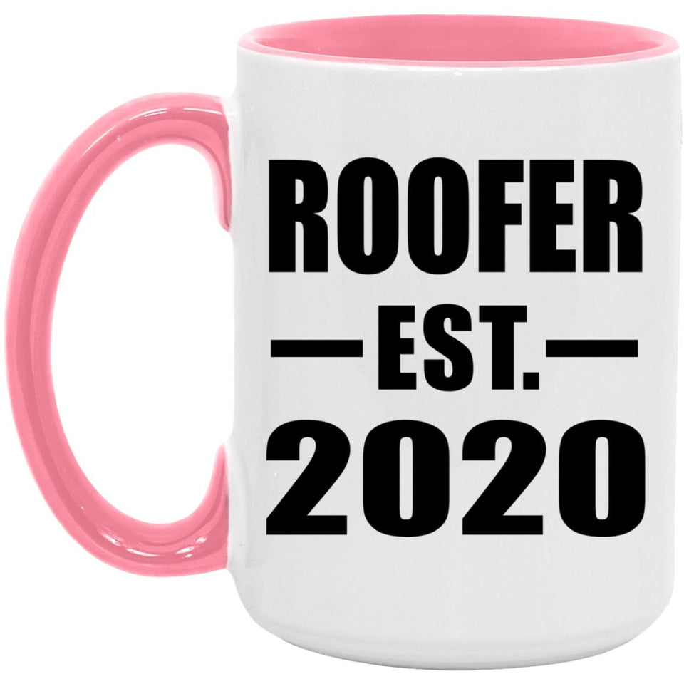 Roofer Established EST. 2020 - 15oz Accent Mug Pink