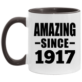107th Birthday Amazing Since 1917 - 11oz Accent Mug Black