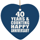 Happy 40th Anniversary 40 Years & Counting - Heart Ornament