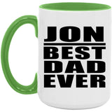 Jon Best Dad Ever - 15oz Accent Mug Green