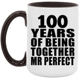 100th Anniversary 100 Years Of Being Mr Perfect - 15oz Accent Mug Black