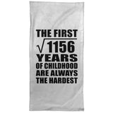 34th Birthday Square Root of 1156 Years of Childhood - Hand Towel