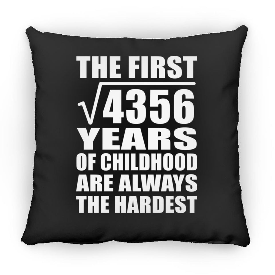 66th Birthday Square Root of 4356 Years of Childhood - Throw Pillow Black