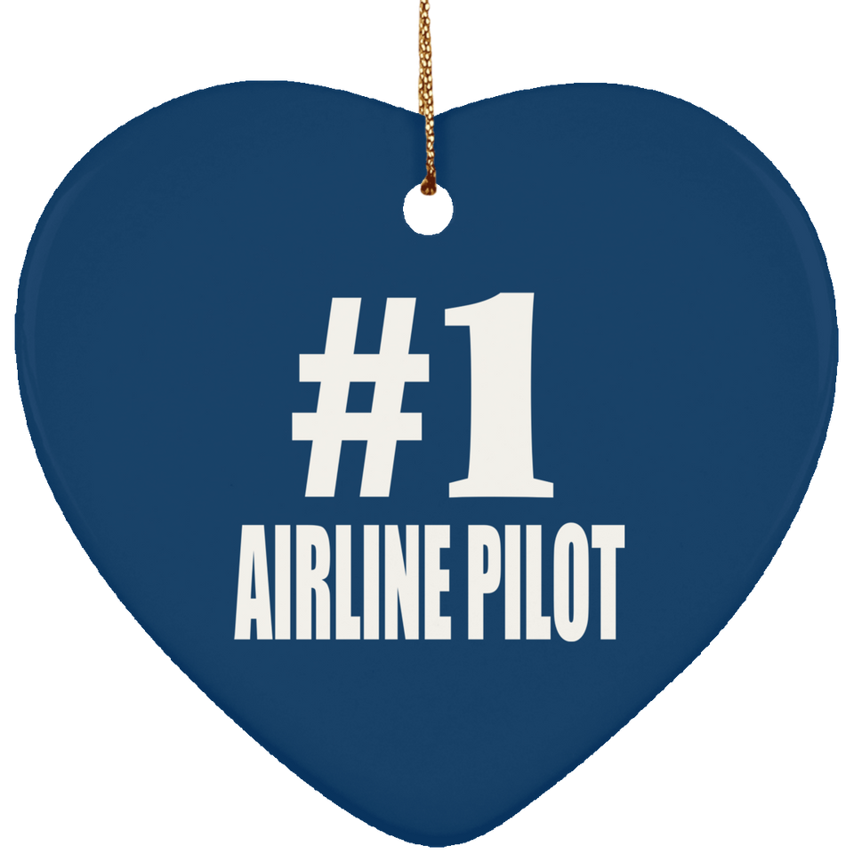 Number One #1 Airline Pilot - Heart Ornament